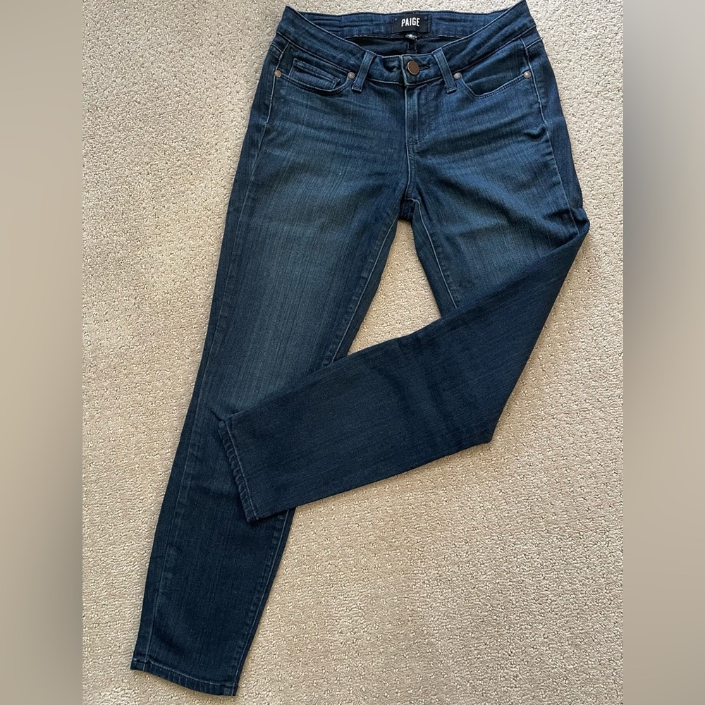 PAIGE Women's Deep Indigo Skinny Cropped Jeans, Size 25
